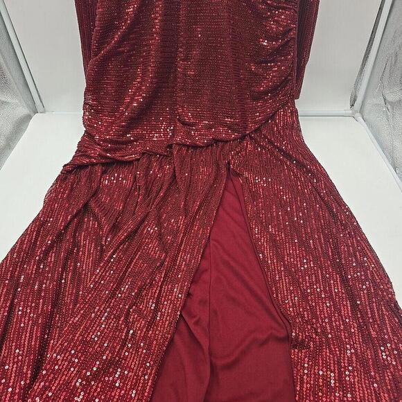 GIFFNISETI Sequins VTG Art Deco Long Sleeves Formal Gown 1XL Burgundy NWT - Picture 15 of 16